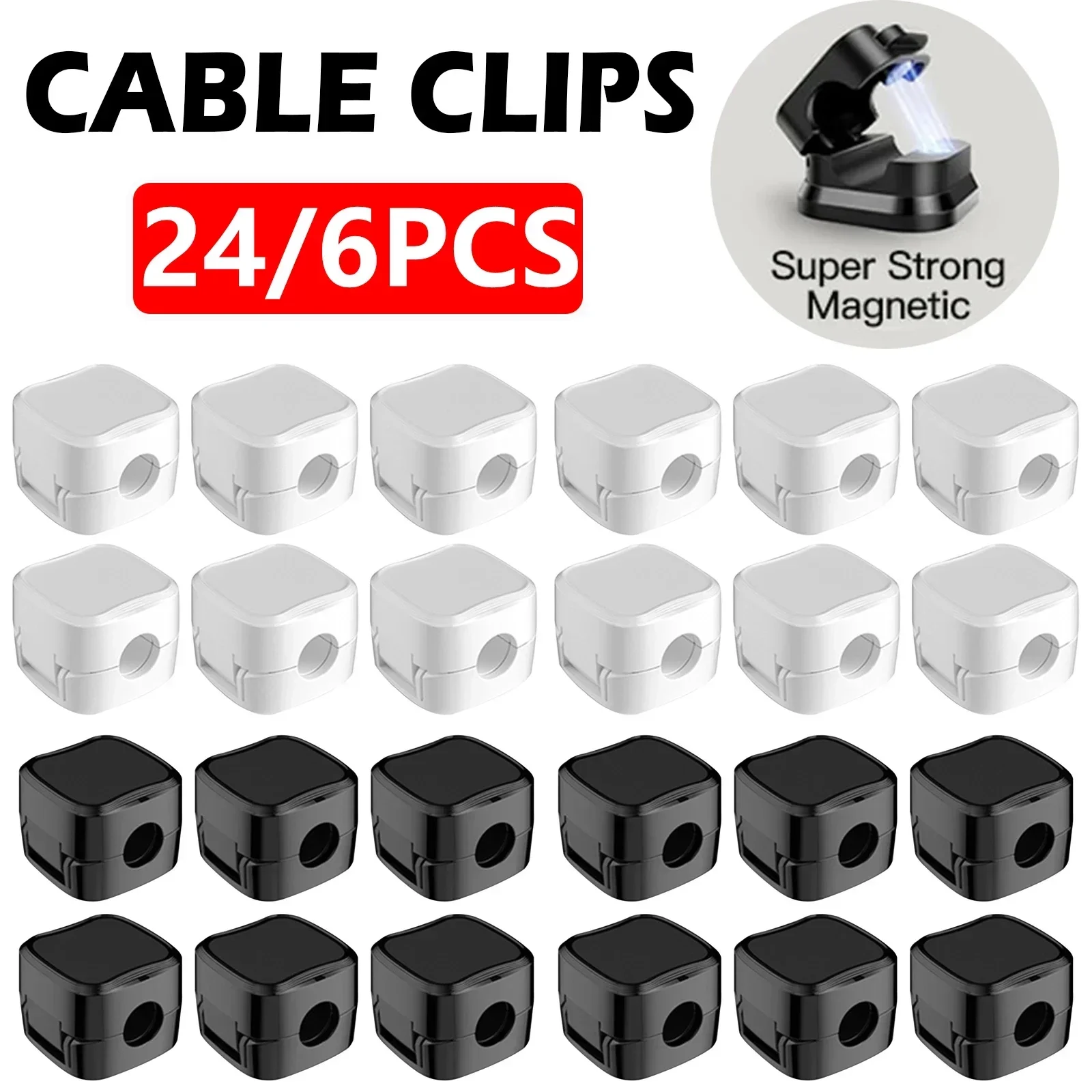Magnetic Charging Cable - 6/12/24PCS Magnetyczny organizer kabli Klipsy do