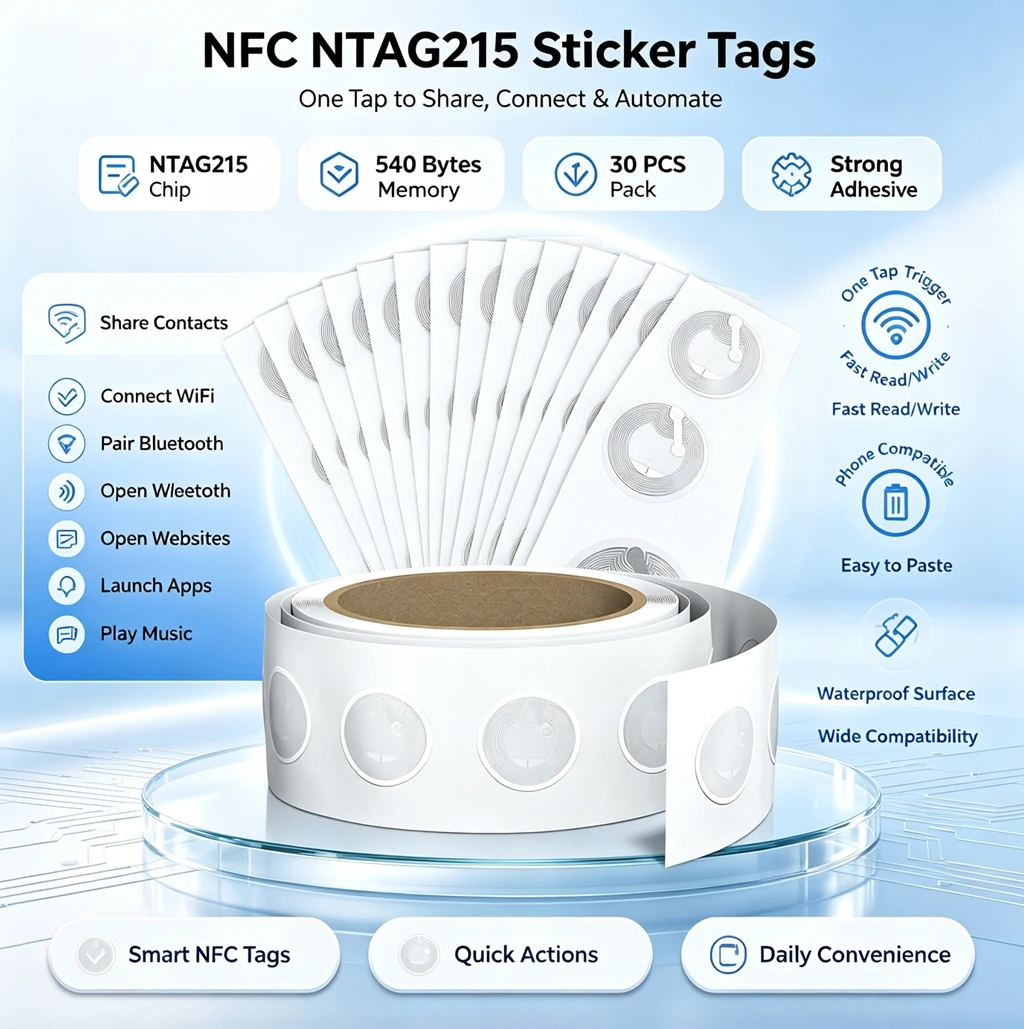 Nfc Tag Programmable - 10-50 szt. Naklejki NFC NTAG215 o